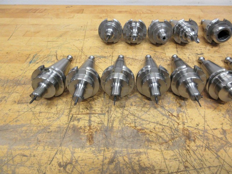 Pioneer CAT40 (15pcs) End Mill Holders, (10) 1/8" Dia, (2) 3/16" Dia, (1) 1/4" Dia, (1) 3/8" Dia, (1) 1" Dia- Auction Item
