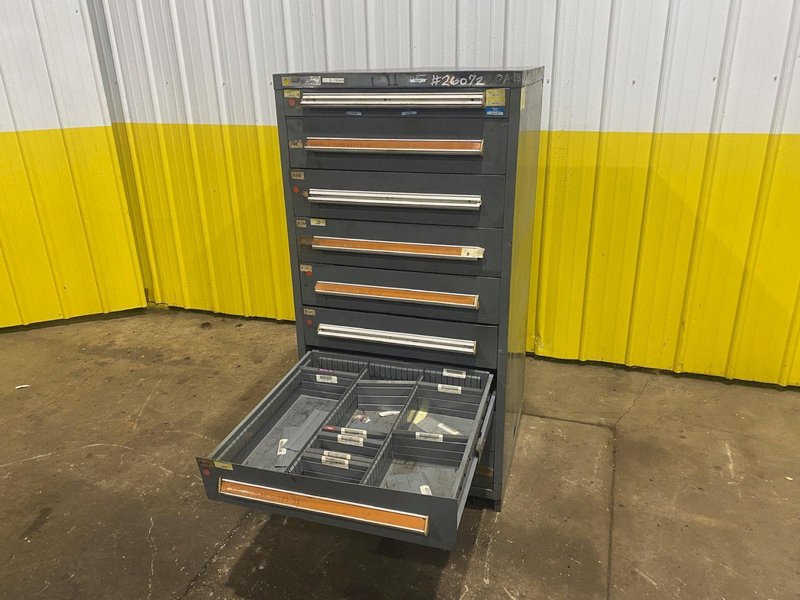 9 DRAWER X 30” X 28” X 59”  STANLEY VIDMAR TOOL STORAGE CABINET: YOBRO #26072