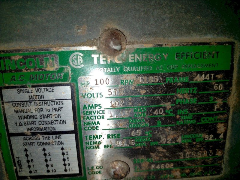 100 HP X 26" CUMBERLAND JOHN BROWN PLASTICS GRANULATOR SHREDDER. STOCK # 0131325