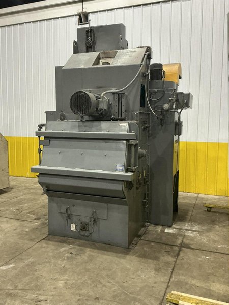 5 CU FT X 15 HP WHEELABRATOR TUMBLAST RUBBER BELT SHOT BLAST CABINET: YOBRO #25013