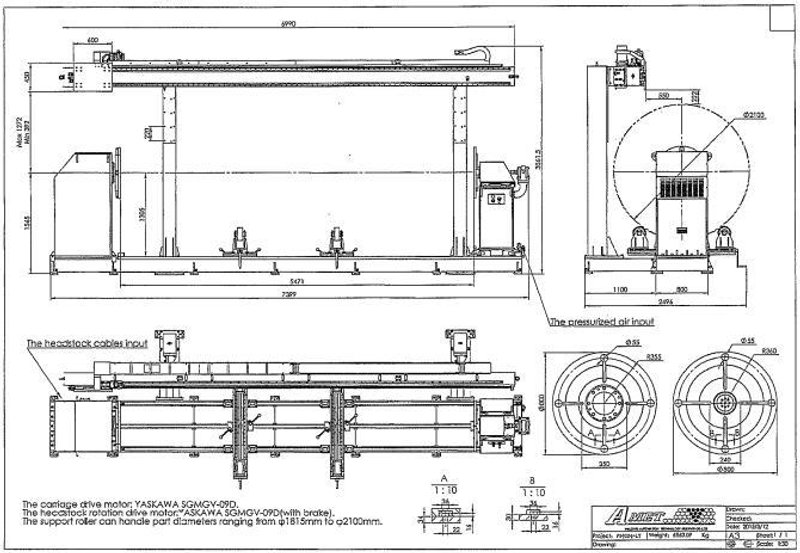 82" X 212" X 5,500 LBS AMET / FRONIUS MODEL #GMAW CIRCUMFERENTIAL WELDING LATHE: STOCK #18537