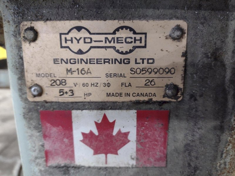 16" x 16" HYD-MECH MODEL #M-16A AUTOMATIC HORIZONTAL BANDSAW WITH POWER MITRE SWIVEL: STOCK #23419