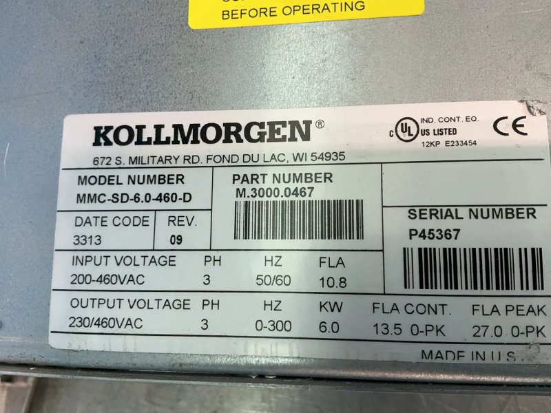 Kollmorgen  Servo Drive  - Mmc-sd-6.0-460-d