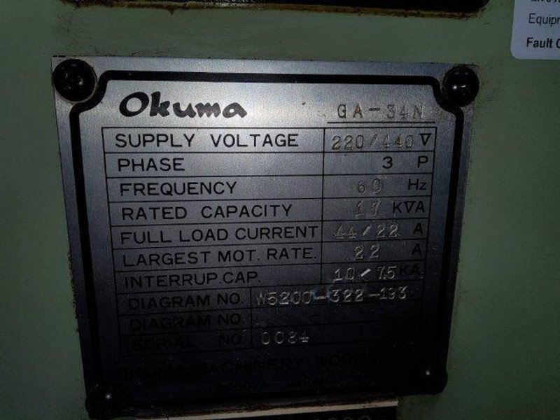 OKUMA MODEL #GA-34N CNC CYLINDRICAL GRINDER W/ TOOLING, MIST COLLECTOR &amp; FILTER: YOBRO #26469
