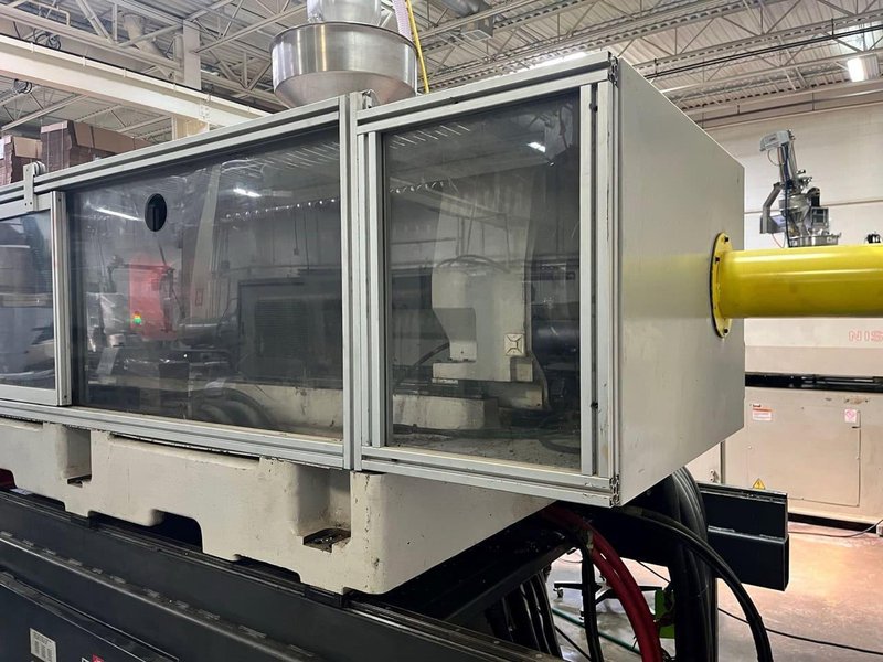 500 Ton 72 oz Shot Size Cincinnati Milacron NT550-80 Powerline Electric Injection Molding Machine, 2001 – Air Blow, Hydraulic Knockout, Robot Interface, Coining