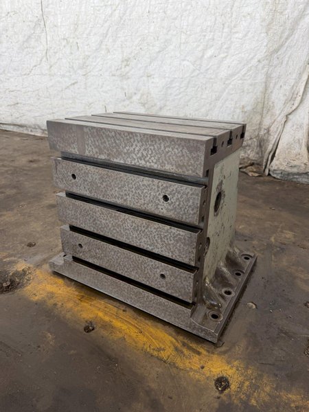 16" WIDE X 19" TALL X 9" DEEP DEVLIEG T-SLOTTED ANGLE PLATE. STOCK # 0433826
