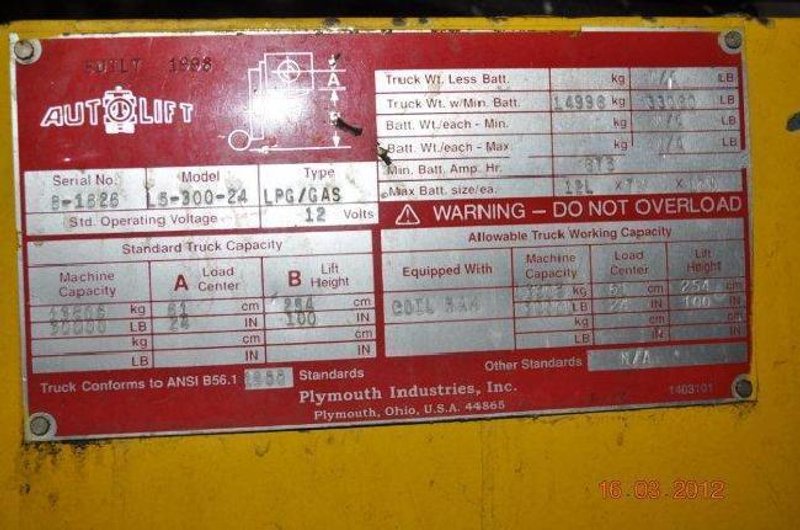 AUTOLIFT L5-300-24 
Trucks, Lift Gas Or Electric