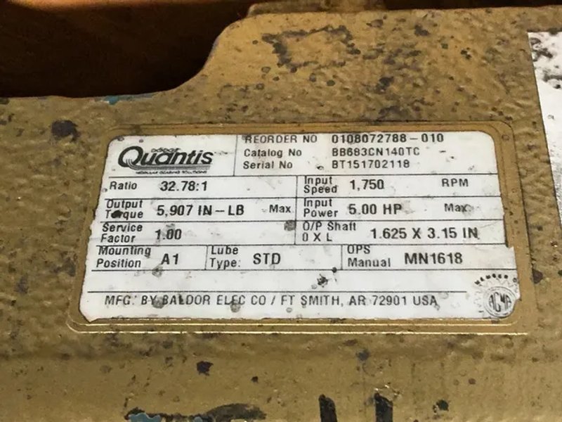 Quantis Ratio=32:78:1 Gearmotor W/ Stearns 105603100bqf - Bb683cn140tc