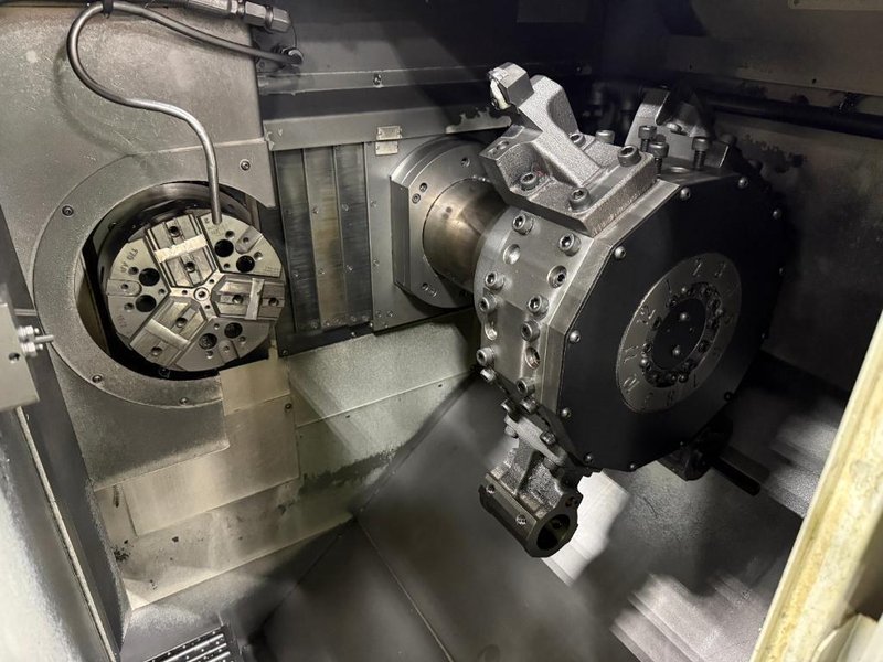Muratec MW-120II CNC Lathe, 2020 – Twin Spindle, Twin Turret, Overhead Gantry Loader, Feeder Table, Part Conveyor