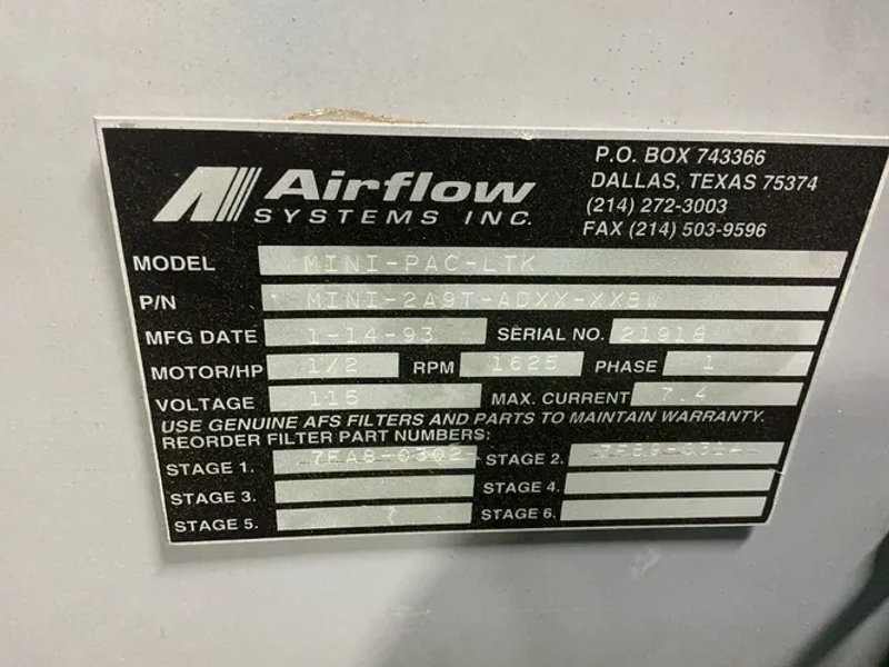 Airflow Systems Fume Collector - Mini-pac-ltk