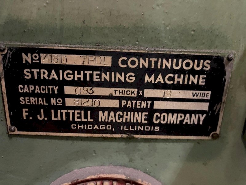 18" wide Littell Powered Straightener Model# 418D-7PDL
