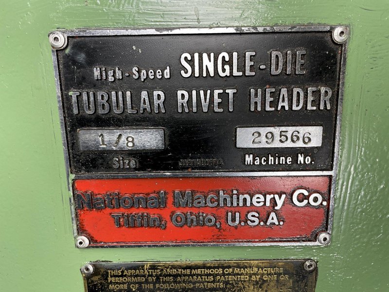 1/8" National High Speed Single Die Tubular Rivet Header