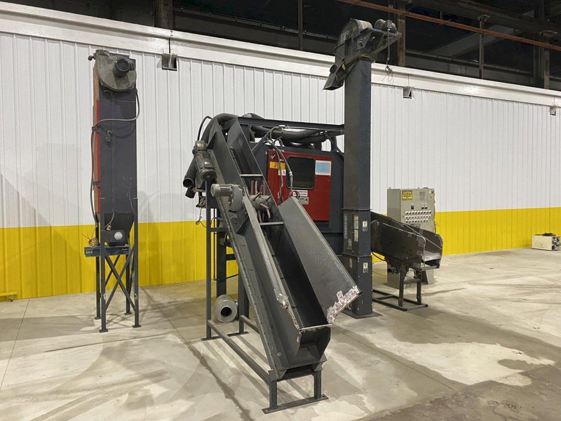 10 HP X 36" X 13"  ROSLER MODEL #JDBC-11/2 CONTINUOUS BARRELL BLASTING / AUTOMATIC PARTS DEBURRING MACHINE: STOCK #19436