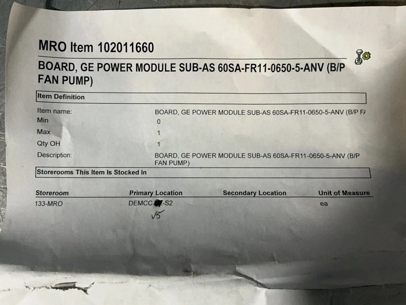 General Electric  Ge Power Module Sub  - 60sa-fr11-0650-5-anv