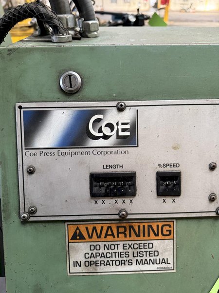 20,000 LB. X 54" X .187" COE SERVO FEEDLINE. STOCK #0431126