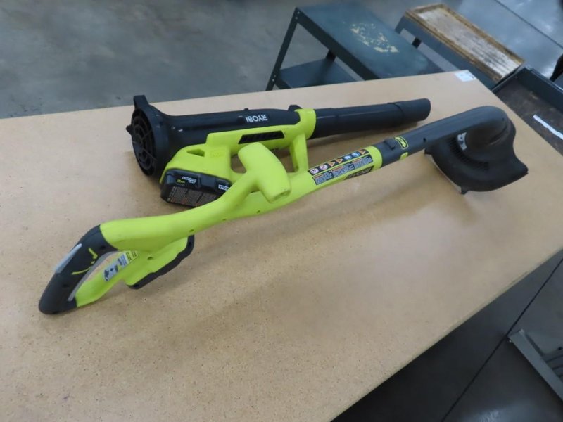 Ryobi Easy Edge 18 V Cordless Trimmer And Ryobi Cordless Floor Sweeper w Battery &amp; Charger- Auction Item