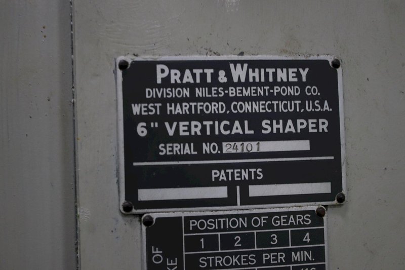 6" PRATT &amp; WHITNEY VERTICAL SLOTTER: STOCK 75849