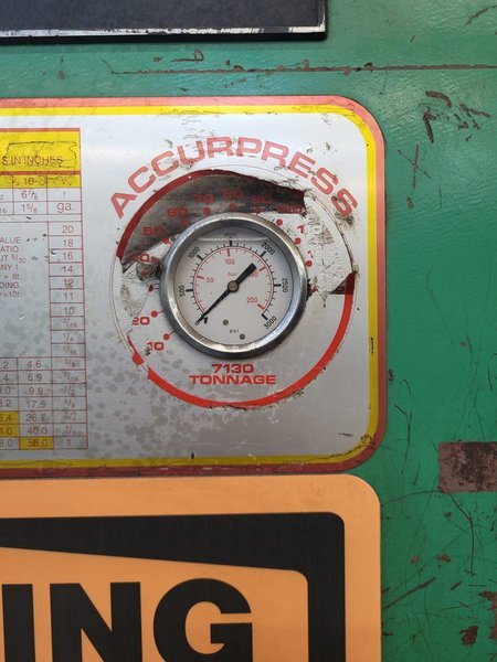 Accurpress 130 Ton X 10′ Hydraulic Press Brake Model 713010, Backgauge, 1990