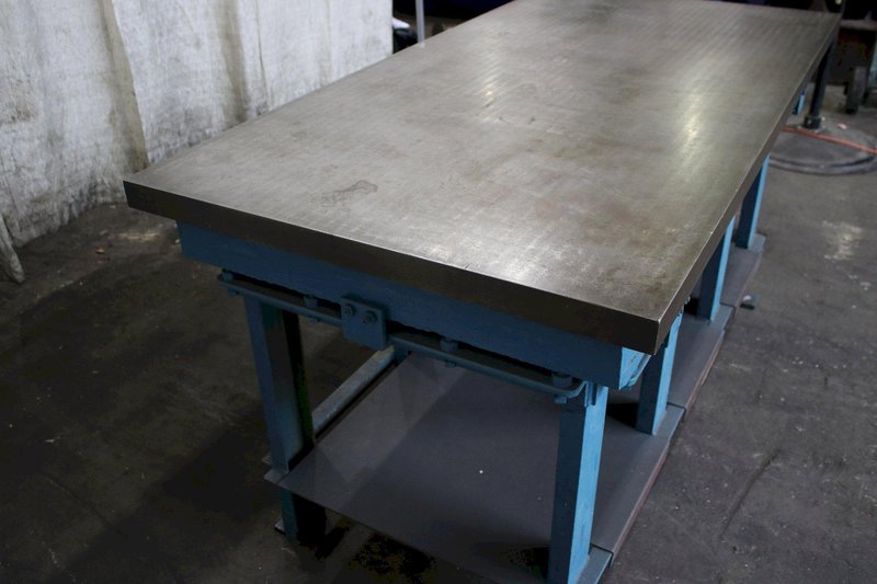 3' X 6' X 6" CUSTOM STEEL TABLE ON STAND: STOCK #75570