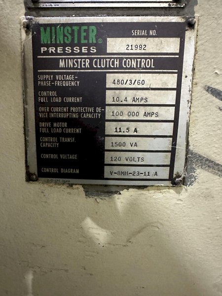 32 TON MINSTER HIGH SPEED PRODUCTION PRESS B-1: STOCK #77514