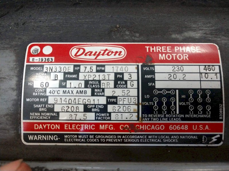 7.5 HP ROTARY LIFT MODEL PL7225-1 260 PSI HYDRAULIC PUMP: STOCK 13652