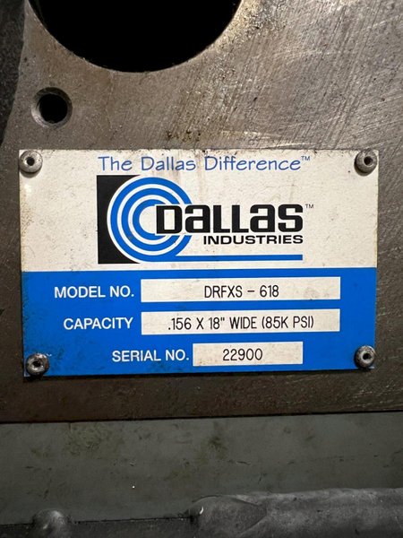 18" Dallas Servo Feed Straightener (High Strength Material) Model #DRFXS-618