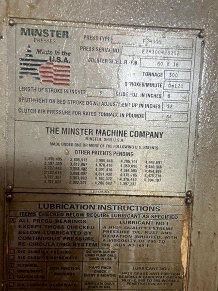 300 Ton Minster SSDC