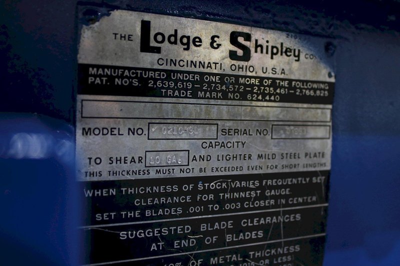 10' X 10 GA LODGE &amp; SHIPLEY MECHANICAL SHEAR: STOCK #75069