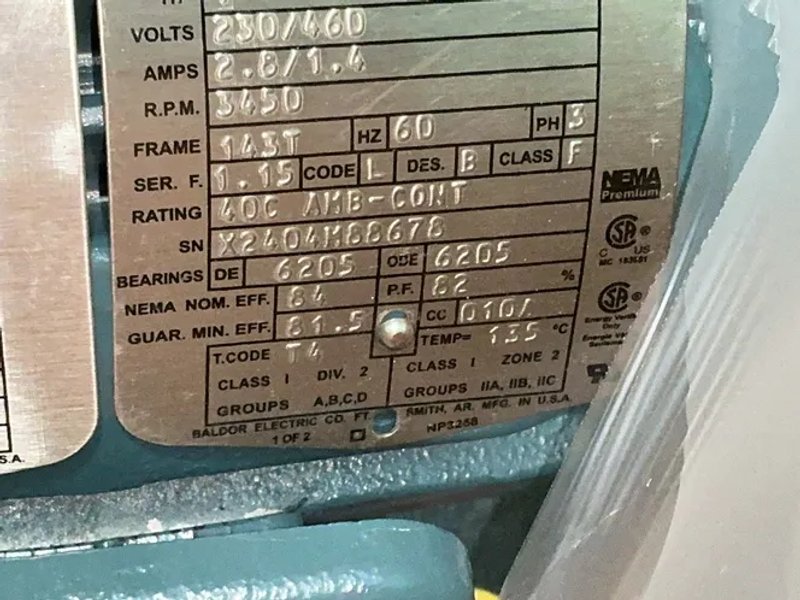 Baldor-reliance 1hp, 3450rpm Severe Duty Motor - 1211377365-10
