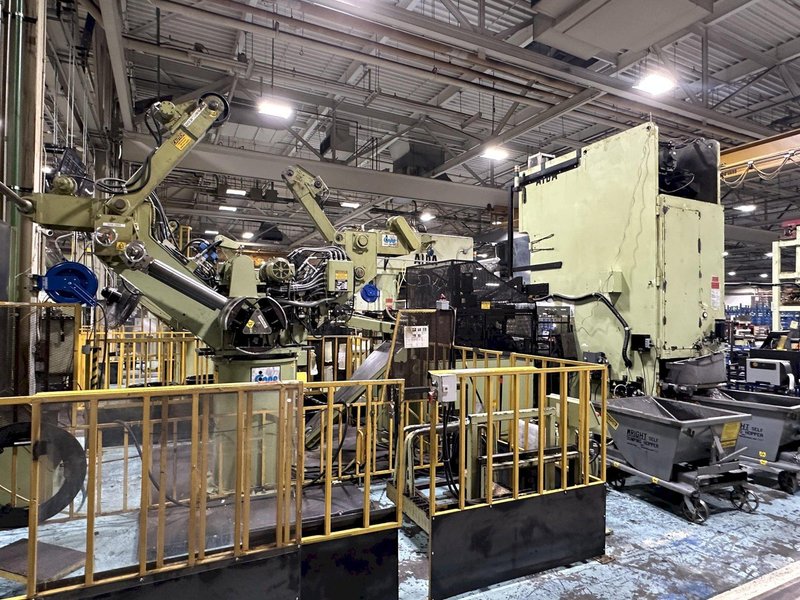 220 TON AIDA #NCI-200(2) PRESS LINE, COMPLETE WITH CWP SPACE-SAVER COIL FEED LINE: STOCK #22209