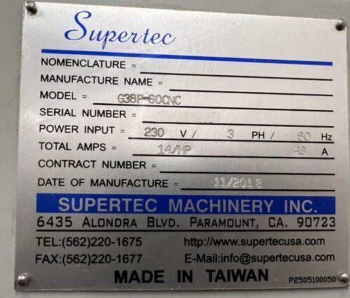 Supertec G38P-60 CNC Cylindrical Grinder – 2018
