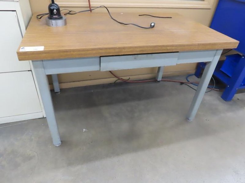 Work Desk w Metal Frame w Contents- Auction Item