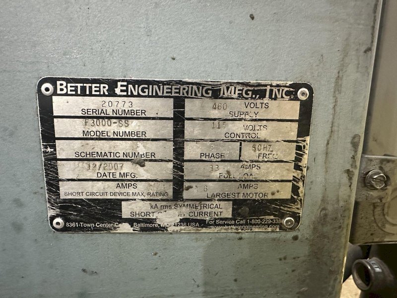 30" X 36" H BETTER ENGINEERING MODEL #F3000-SS STAINLESS STEEL ROTARY PARTS WASHER: YOBRO #23977