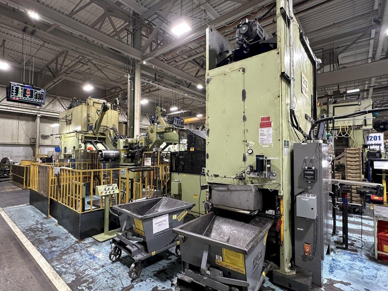 220 TON AIDA #NCI-200(2) PRESS LINE, COMPLETE WITH CWP SPACE-SAVER COIL FEED LINE: STOCK #22209