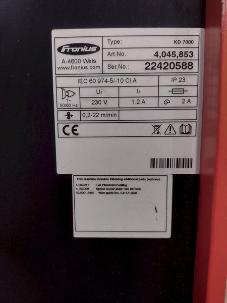 FRONIUS #KD7000 WIRE FEEDER: STOCK #13221