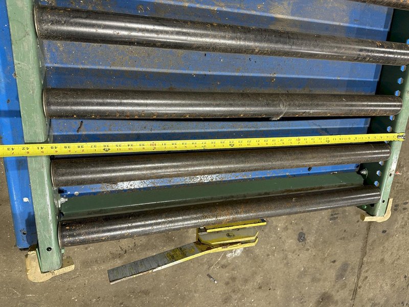5,000 LBS X 96" X 48" BISHAMON HYDRAULIC SCISSOR LIFT TABLE WITH ROLLER CONVEYOR TOP, 115 VOLT: STOCK #20963