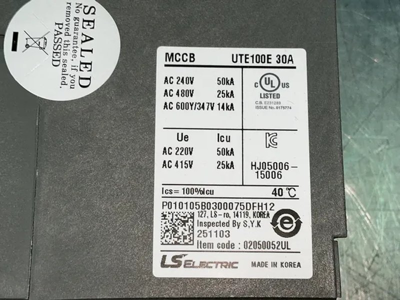 Ls Electric Ute100e Molded Case Circuit Breakers - 02050052ul