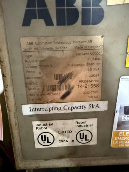 ABB S4CPLUS Robot Controller Type: IRB1400 M2000 PARTS ONLY
