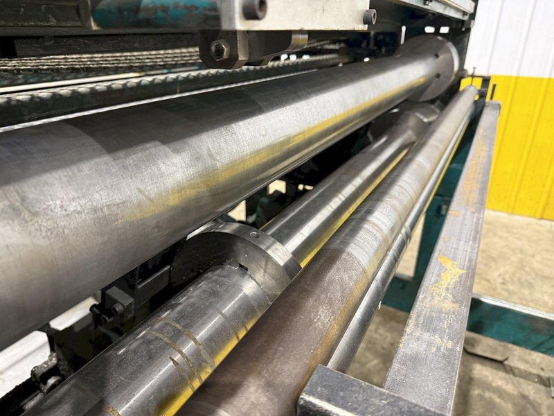 60" x 16 GAUGE IOWA PRECISION MODEL #GAF60-6 COIL SLEAR (SLITTING &amp; CUT-TO-LENGTH) LINE, WITH UNCOILERS &amp; SIDE PUNCHING / NOTCHING: YOBRO #24552