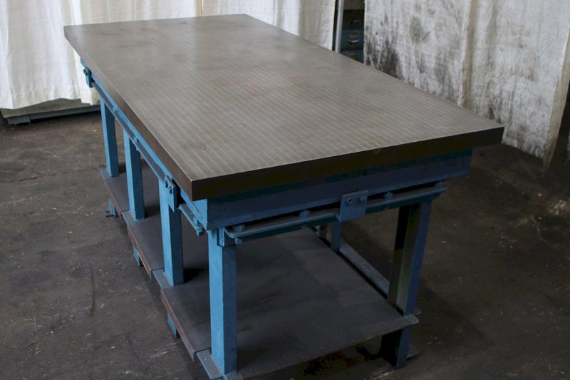 3' X 6' X 6" CUSTOM STEEL TABLE ON STAND: STOCK #75570