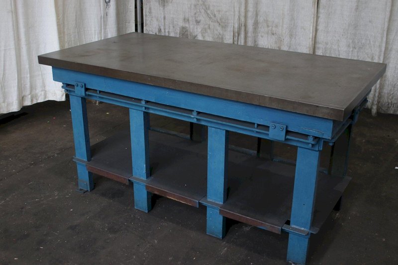 3' X 6' X 6" CUSTOM STEEL TABLE ON STAND: STOCK #75570