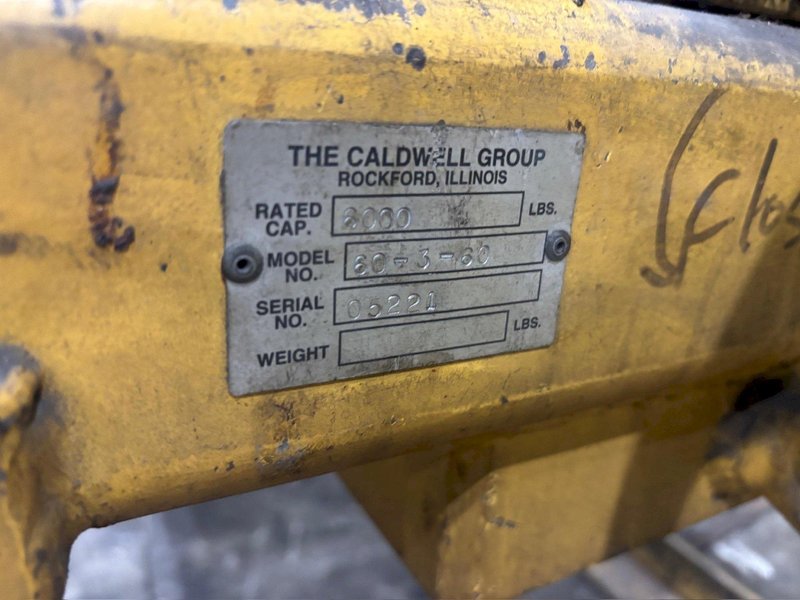 3 TON X 24" TO 70" WIDE CALDWELL MOODEL #60-3-60 ADJUSTABLE SHEET LIFTER: YOBRO #24456
