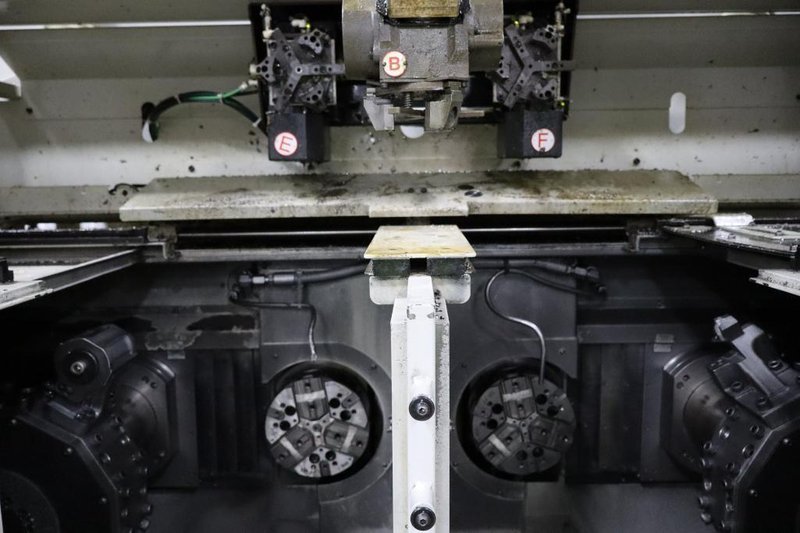 Muratec MW-120II CNC Lathe, 2020 – Twin Spindle, Twin Turret, Overhead Gantry Loader, Feeder Table, Part Conveyor