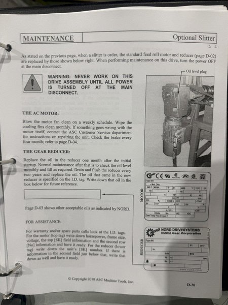 2018 ASC A-SERIES HYDRAULIC FEED SYSTEM: FOR CTL SHEAR, SLITTER OR ROLLFORMER: YOBRO #24961