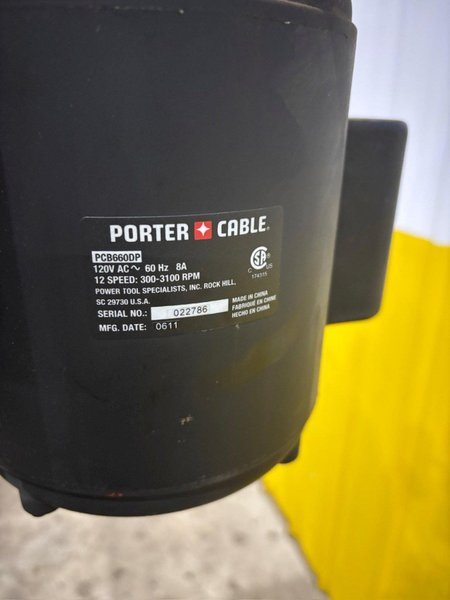 15" PORTER CABLE MODEL #PCB66000B SINGLE SPINDLE DRILL PRESS: YOBRO #24386