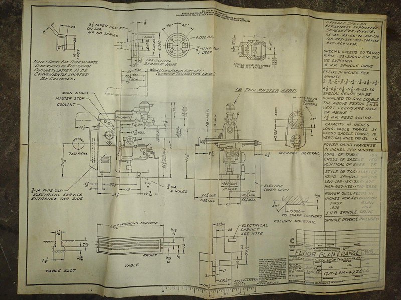 CINCINNATI HORIZONTAL MILL WITH BRIDGEPORT HEAD: YOBRO #24332