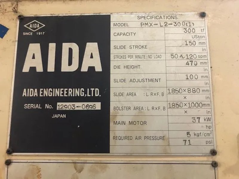 AIDA 330 TON SSDC PRESS, STOCK# 14003J