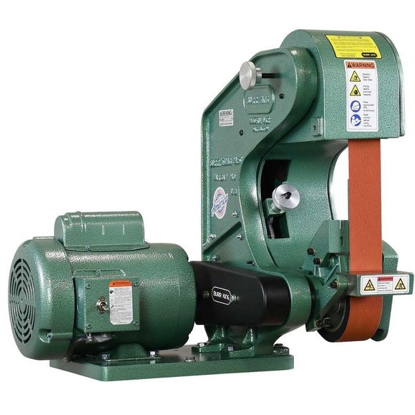 1 - NEW BURR KING 2 X 48 THREE WHEEL BELT GRINDER, MODEL #: 482