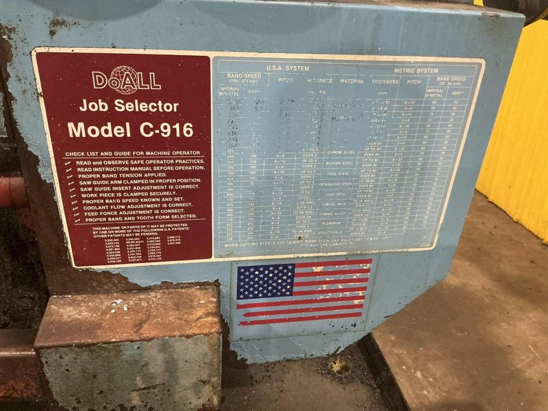 9" X 16" DOALL MODEL #C-916 HORIZONTAL BANDSAW: YOBRO #26045