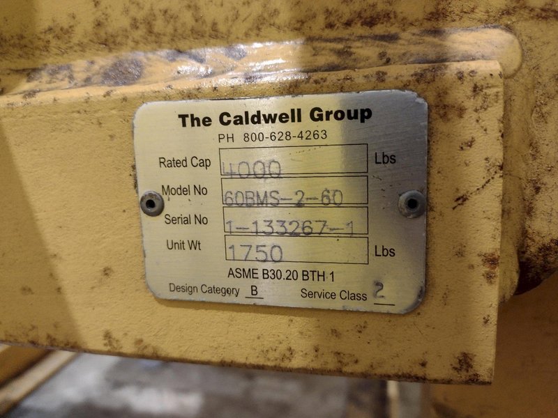 4,000 LBS X 16"-60" X 120" CALDWELL MODEL #60BMS-2-60 BATTERY POWERED REMOTE CONTROL SHEET LIFTER: YOBRO #24914
